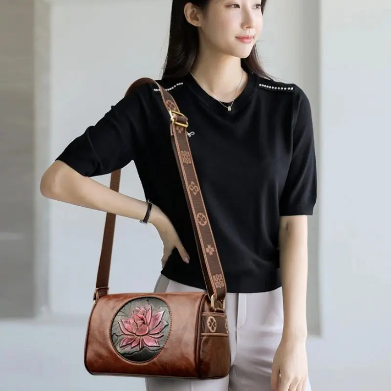 Lässige Damenhandtasche aus weichem Leder, Schulter- und Umhängetasche für Frauen, Neue Mode, bedruckte Damen-Umhängetasche