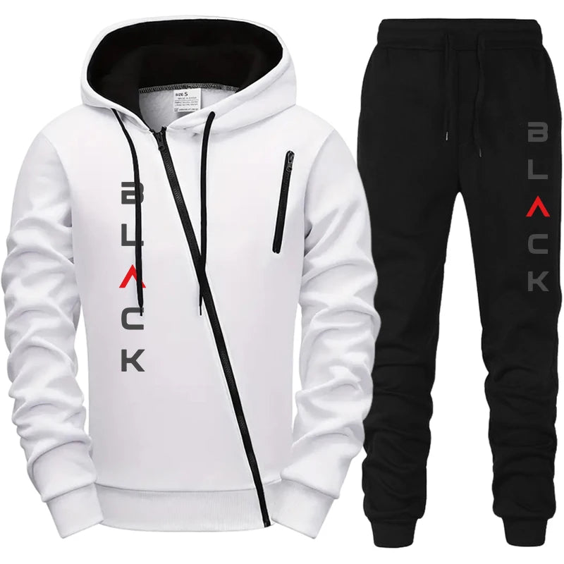 2025 Heißer Verkauf Herren Trainingsanzug Hoodie Sweatpants Schwarzer Buchstabenprint Reißverschlussjacke Jogginghose Herbst Winter Freizeitmode Outfit