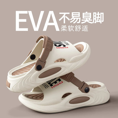 Shevalues Herren Sommer Hausschuhe Dicke Sohle Strand Slides Badezimmer Anti-Rutsch Hausschuhe Ultraleichte Buchstaben Hausschuhe Herren Sportschuhe