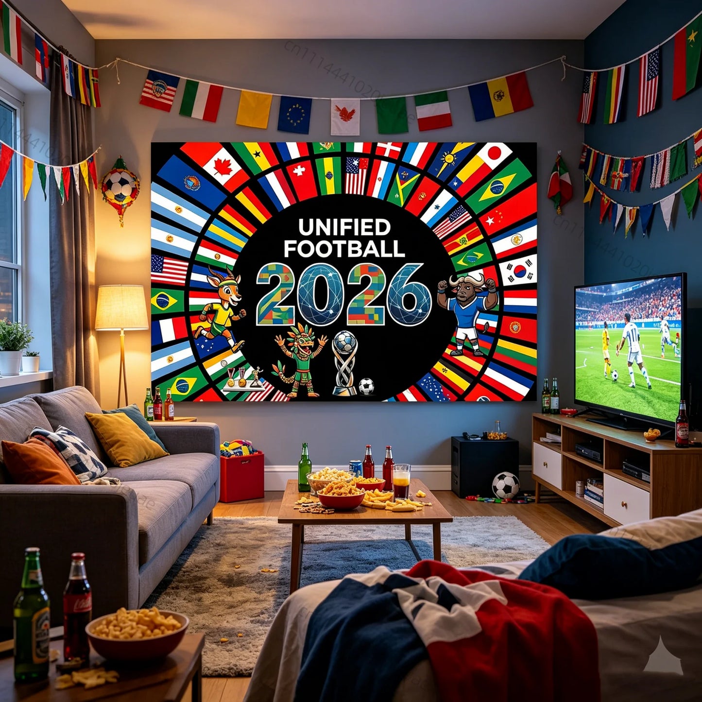 Einzigartige Wandteppiche Fußball-Weltmeisterschaft 2026 Flaggen Teppich Weltfußballereignis Hintergrundstoff Dekoration Sportfans Partybanner Dekor