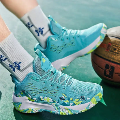 Hochwertige Herren-Basketballschuhe Marke Herren Sneakers Luxuriöses Design Mesh Atmungsaktive Sportschuhe High-Top Rutschfeste Freizeitschuhe