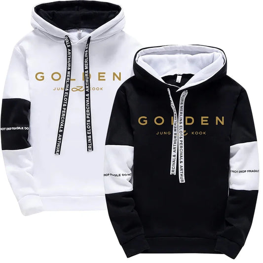 K-Pop Trend Hoodie für Frauen Hochwertiger Jung Kook Print Kapuzenpullover mit Sweatpants Herbst Winter Damen Alltag Lässiger Pullover