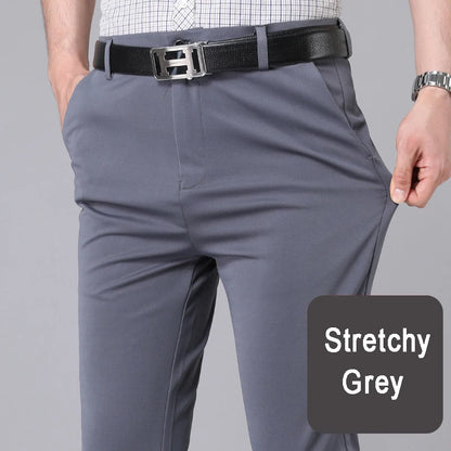 Herrenhose Stretch Einfarbig Schwarz Smart-Casual Herrenhose Büro Schnell trocknend Anzughose Neue Frühling-Herbst Koreanische gerade Hose