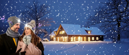 3-in-1 Bluetooth-Mütze, Bluetooth-Mütze mit Licht, Unisex 6 LED USB wiederaufladbar mit kabellosen Kopfhörern