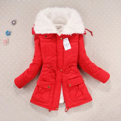 Mädchen Winterjacken Verdickte Kapuzen Lange Daunenjacke Mäntel Schlanke Passform Jacke mit Fellkragen Baumwollgefütterte Kleidung Daunenmäntel