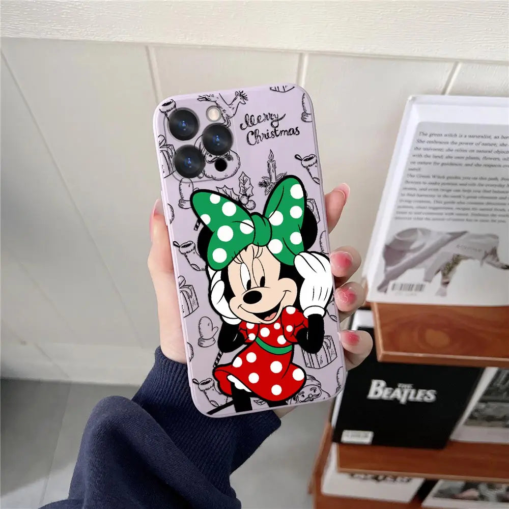Funda de silicona con diseño navideño de Disney para iPhone 17, 16, 15, 14, 13, 12 y 11 Pro Max. Funda para iPhone 17, Air, 16 Plus, 16E y X.