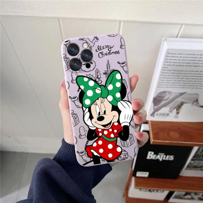 Funda de silicona con diseño navideño de Disney para iPhone 17, 16, 15, 14, 13, 12 y 11 Pro Max. Funda para iPhone 17, Air, 16 Plus, 16E y X.