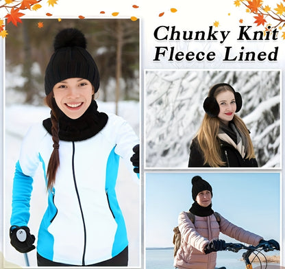 9-teiliges Winter-Warm-Up-Set für Weihnachts-Outdoorsport: Warme Mütze, Halswärmer, Touchscreen-Handschuhe, Thermo-Hand- und Fußschutz, weiche Ohrenschützer & Bodensocken