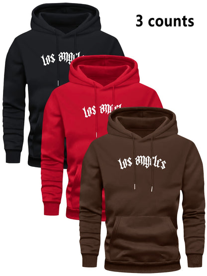 3er-Set Herren-Casual-Hoodies mit Fleece, stilvoll und vielseitig.