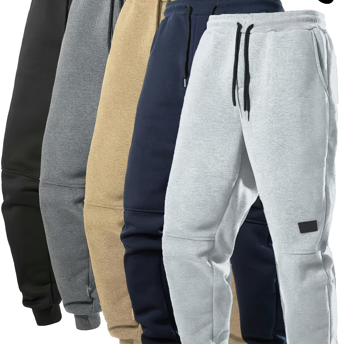 5er-Set Herren-Fleece-Jogginghosen mit Kordelzug, einfarbig, warm