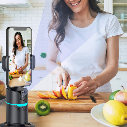 Q14 Neuer Gimbal-Selfie-Stick mit automatischer Gesichtserkennung, Fernsteuerung, 4-in-1 Gimbal-Stabilisator, 360°-Drehung, kompatibel mit iPhone/Android - Q12 Schwarz