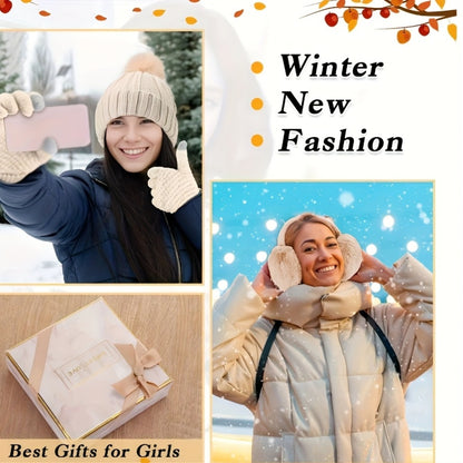 9-teiliges Winter-Warm-Up-Set für Weihnachts-Outdoorsport: Warme Mütze, Halswärmer, Touchscreen-Handschuhe, Thermo-Hand- und Fußschutz, weiche Ohrenschützer & Bodensocken