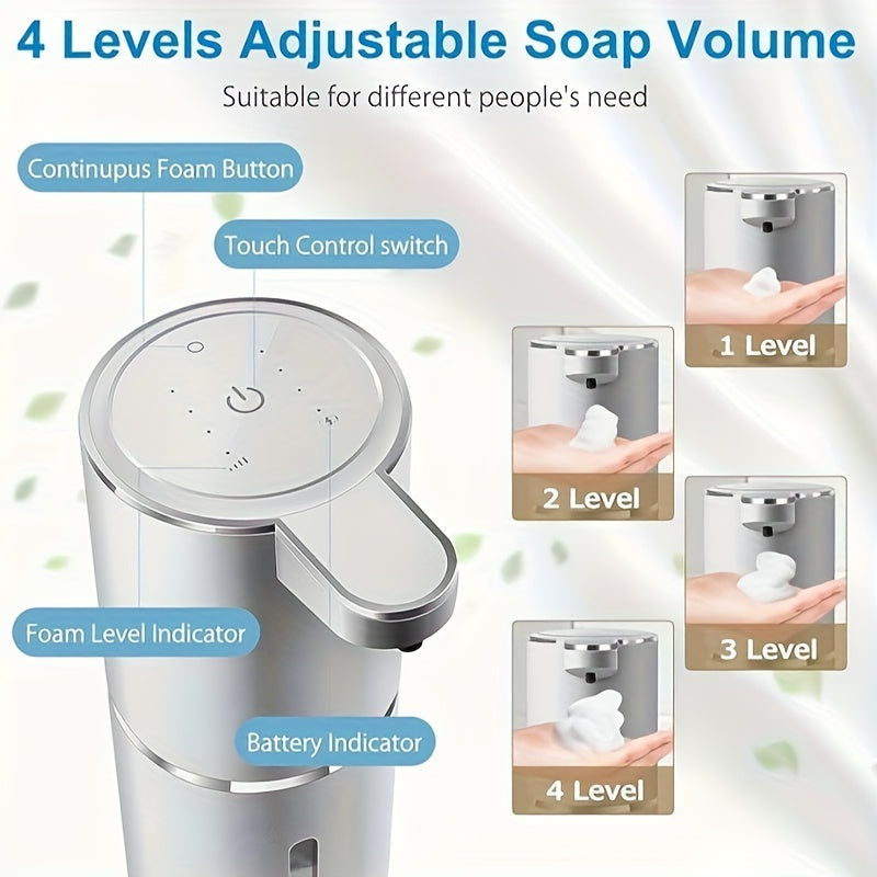 Ein 380 ml wiederaufladbarer automatischer Sensorspender für Seife, geeignet für Schaumschhandseife und Küchenreiniger mit automatischer Sensortechnologie