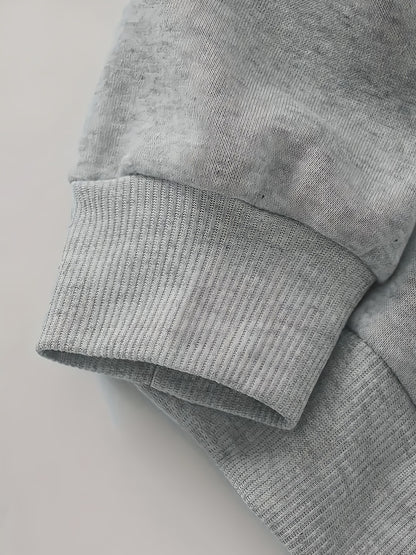 2 Teile SIX SEVEN Bedruckter Y2K-Stil Elegante Lässige Damen-Sportbekleidung | Fleece Pullover mit Rundhalsausschnitt und Langarm sowie Lange Hose Set