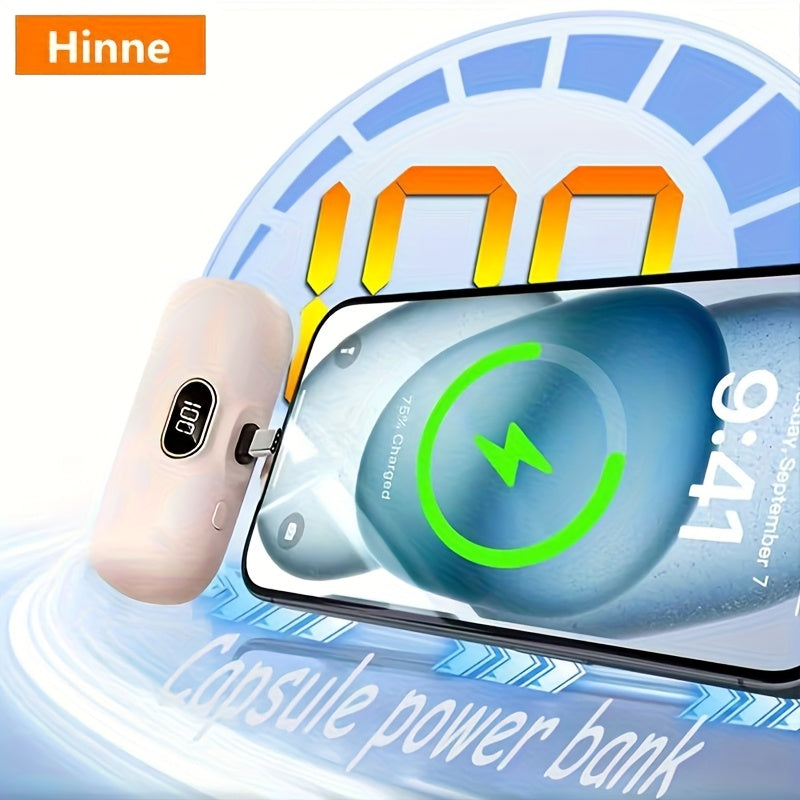 Hinne 5000mAh Mini Tragbares Ladegerät, ultrakompaktes Akku-Pack für unterwegs, Notstrom-Powerbank für das Telefon