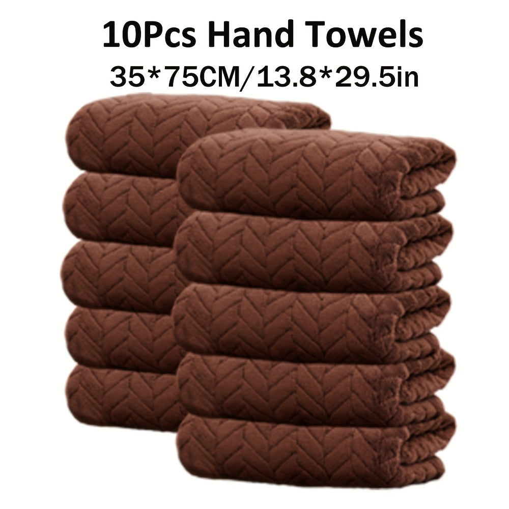 Set aus 10 einfarbigen Handtüchern mit den Maßen 35*75 cm aus Mikrofaser. Sie sind weich, bequem und sehr saugfähig