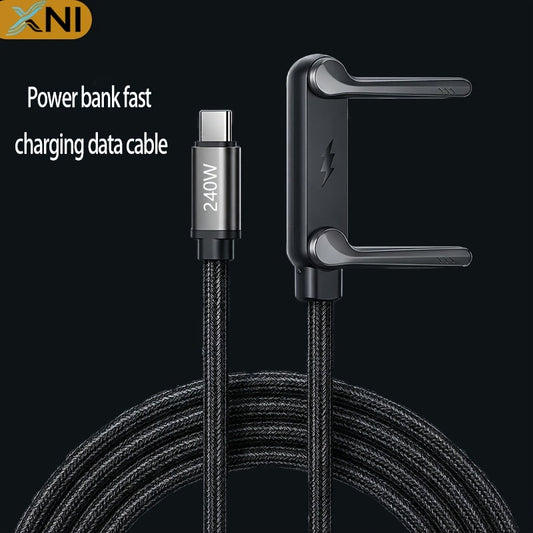 240W zusammenklappbarer Handyhalter Datenkabel Dual Type-C Schnelllade-Winkelstecker Gaming Ladegerät Kabel ohne Handblockierung Geeignet für Huawei, Honor, Redmi, Notebook, iPad