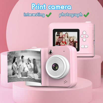 Tragbarer Mini-Fotodrucker & Dual-Kamera-Instant-Kamera , MP3-Wiedergabe und Smart-Game-Funktionen, inklusive 3 Rollen Druckerpapier