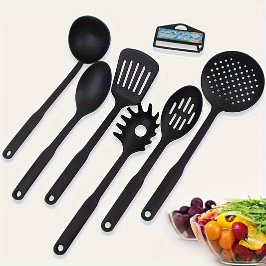 6-teiliges, strapazierfähiges, hitzebeständiges Set mit Kelle, Löffel, Schaumlöffel, Spatel, Schöpflöffel und Spaghettilöffel