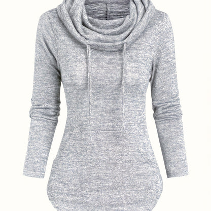 Übergröße - Lässiges Kapuzen-Sweatshirt für Frauen in Übergröße mit Wasserfallkragen