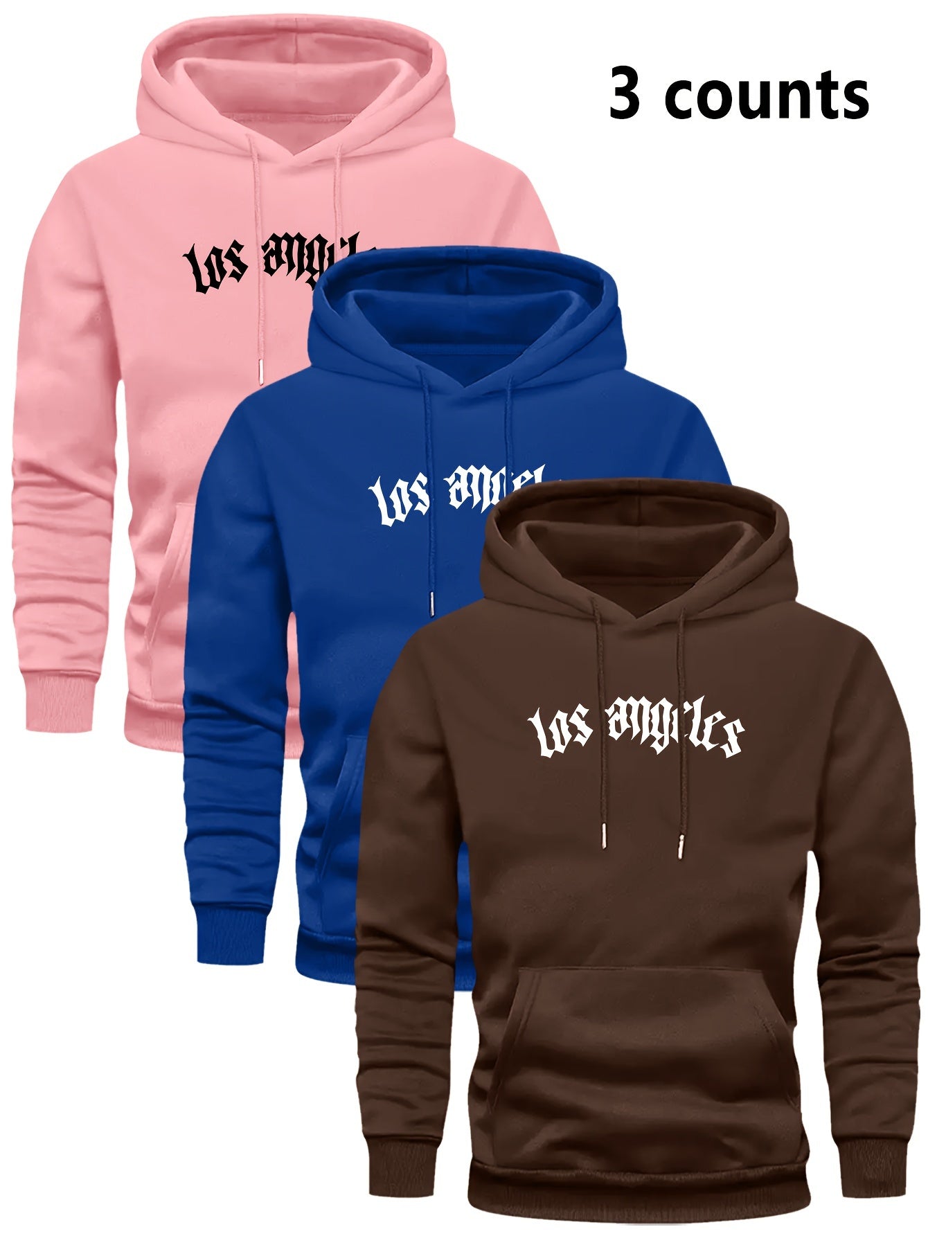 3er-Set Herren-Casual-Hoodies mit Fleece, stilvoll und vielseitig.