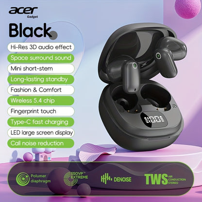 [Acer Offiziell Original] TWS Kabellose Ohrhörer mit Tiefbass-Stereo + Geräuschunterdrückung bei Anrufen, Ultra lange Akkulaufzeit, In-Ear-Design für Sport und Laufen, Mini und kompakt, HIFI-Sound, leichtes Touch-Bedienung