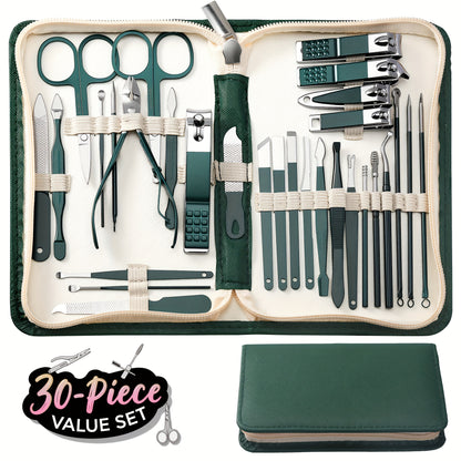 30-teiliges Set aus Nagelknipsern aus Edelstahl, Nagelpflegeset, Maniküre-Set – geeignet für den täglichen Gebrauch zu Hause oder im Nagelstudio