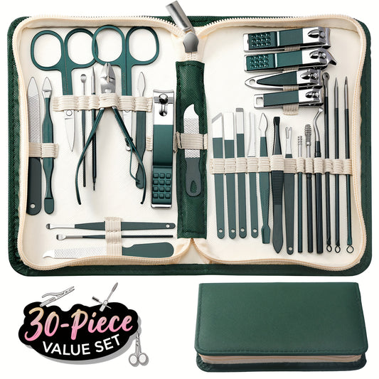 30-teiliges Set aus Nagelknipsern aus Edelstahl, Nagelpflegeset, Maniküre-Set – geeignet für den täglichen Gebrauch zu Hause oder im Nagelstudio