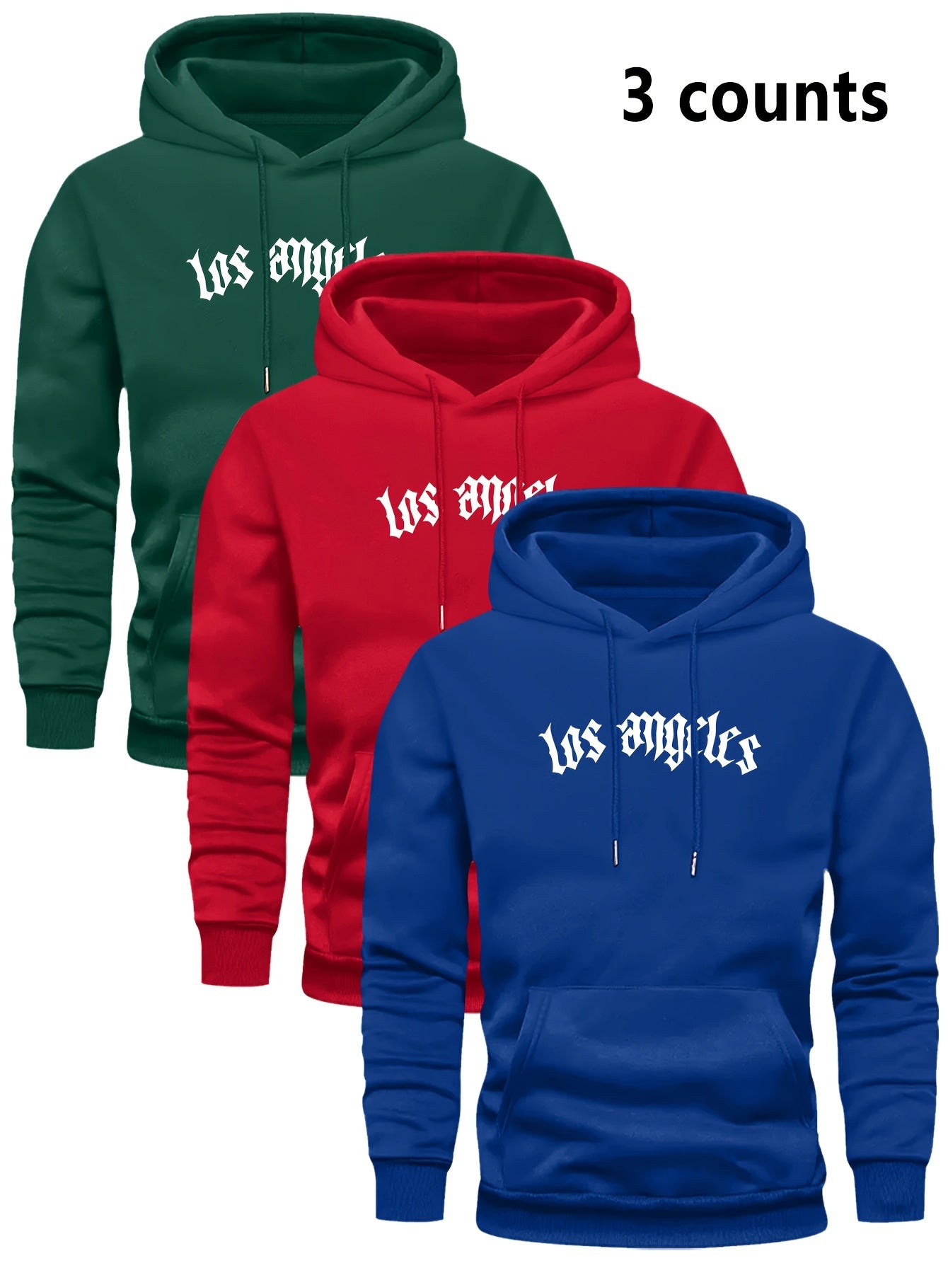 3er-Set Herren-Casual-Hoodies mit Fleece, stilvoll und vielseitig.