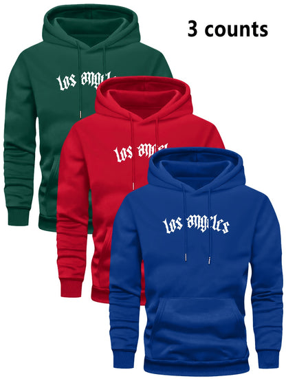 3er-Set Herren-Casual-Hoodies mit Fleece, stilvoll und vielseitig.