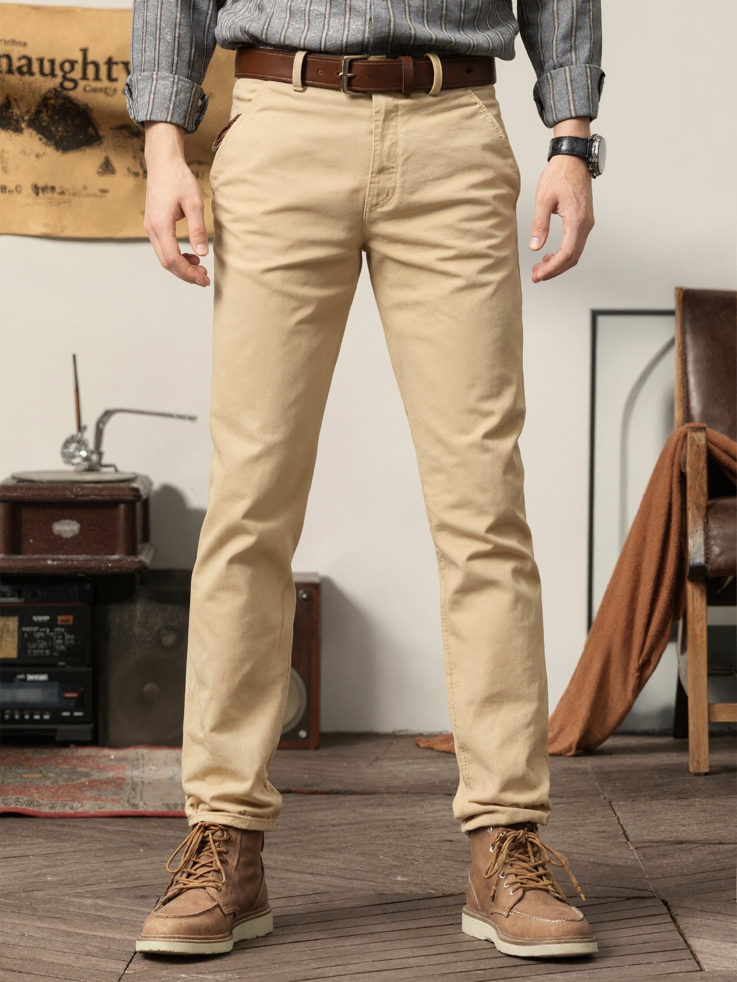 2er-Set Herren Allwetter Stretch-Chinohosen - Uni, Regular Fit, , bequem & langlebig