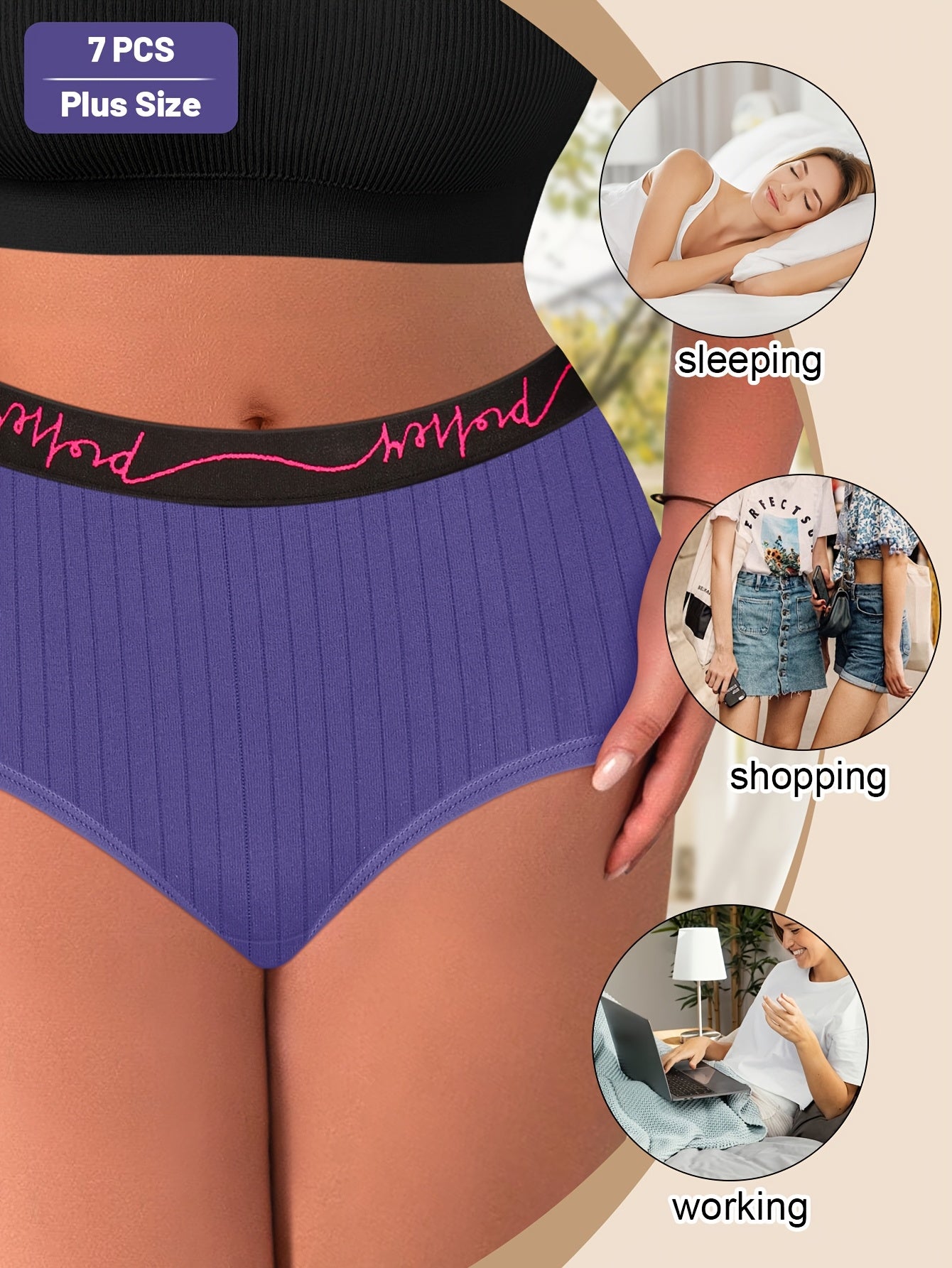 7-Stück Damen-Slips in grossen Größen , Elastisch