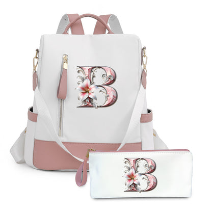 2er-Set Rucksack und Handtasche kompatibel für Tablet/Laptop - Große Kapazität mit mehreren Fächern / Reisetaschen mit verstellbaren Gurten, leichtes Design & A-Z Buchstabenoptionen
