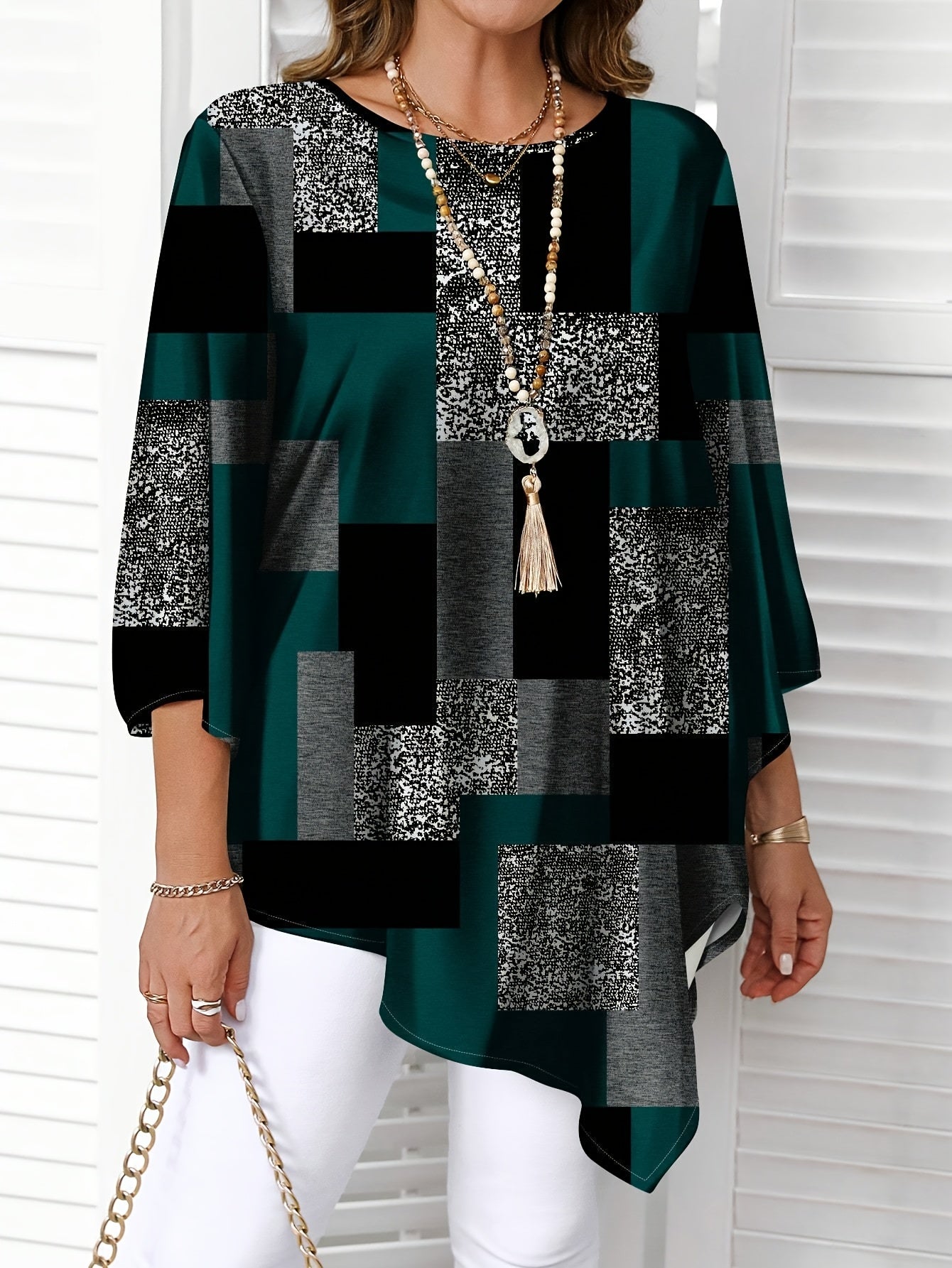 Damen Bluse , Moderne Muster , diverse Farben , Grosse Größen