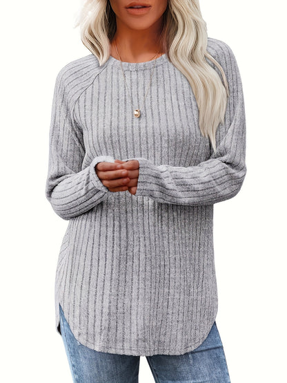 Vierteiliges Set Damenmode Oberteil Herbst Winter Basic Locker Elegant Rundhals Langarm Pullover
