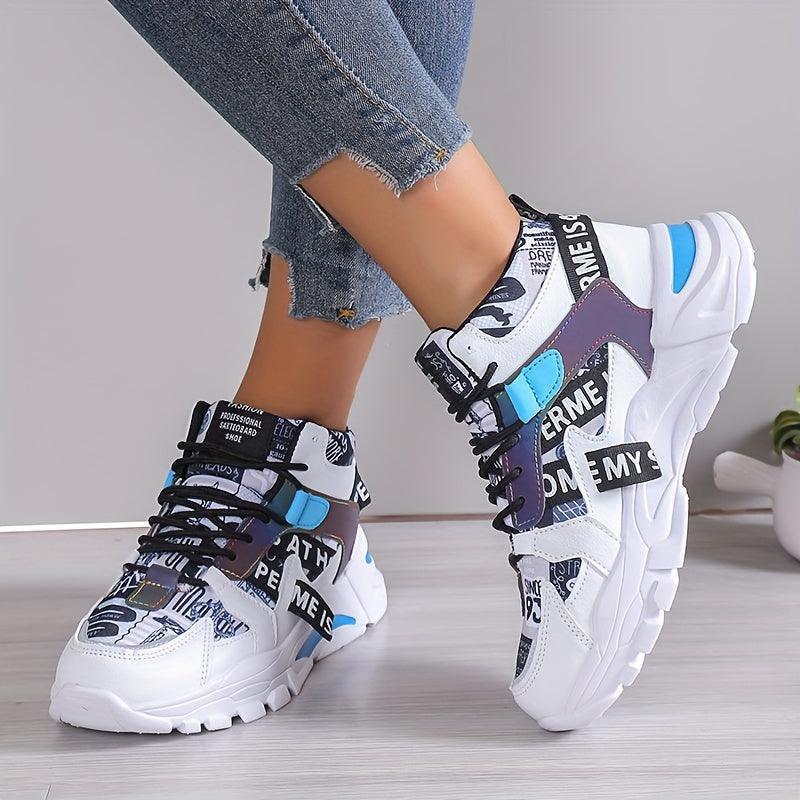 [Sneakers] Farbverlauf Damen Laufschuhe | Leicht, für alle Jahreszeiten, zufälliger Druck, Obermaterial aus Stoff und synthetischem Kunstleder, - Marke Bolad