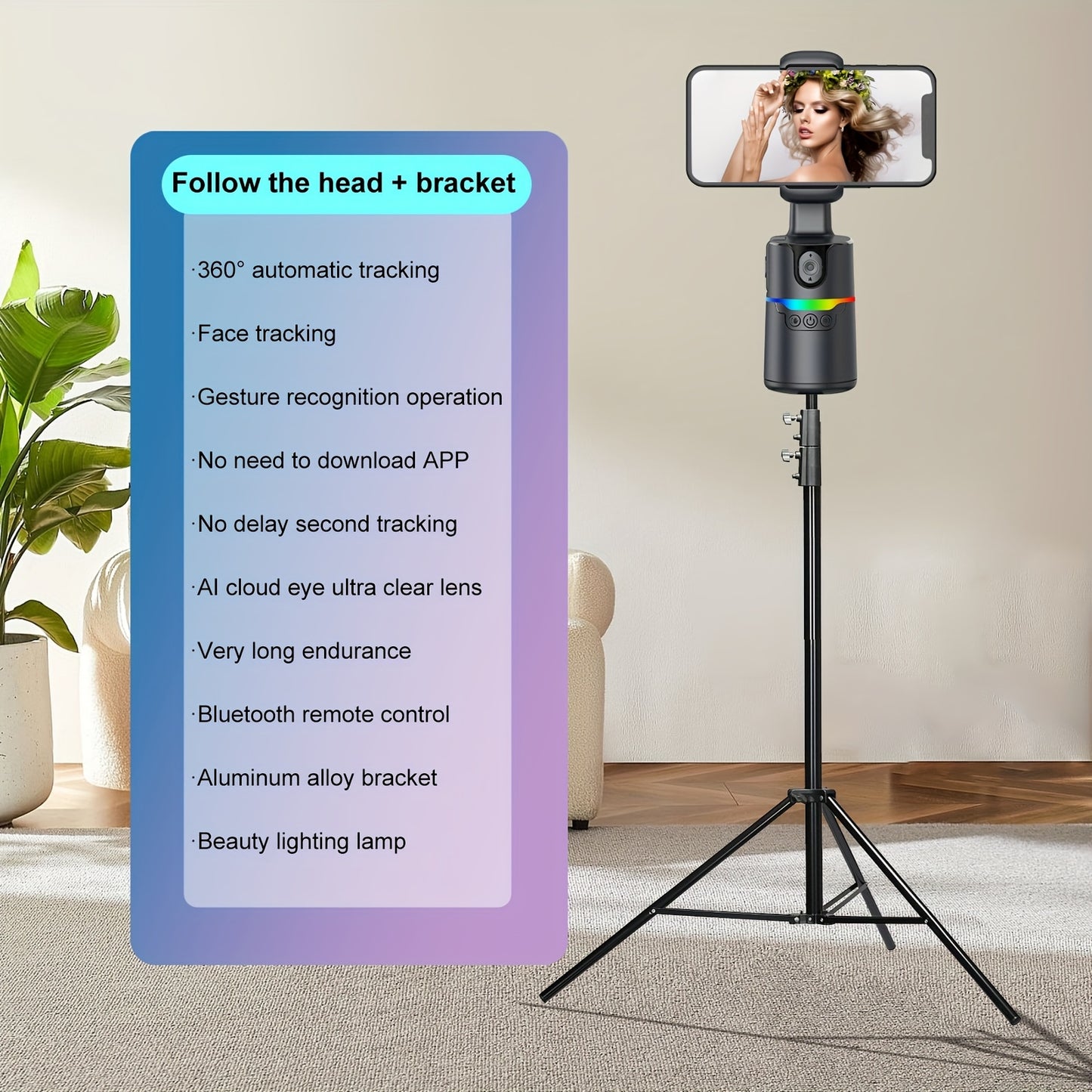 Q14 Neuer Gimbal-Selfie-Stick mit automatischer Gesichtserkennung, Fernsteuerung, 4-in-1 Gimbal-Stabilisator, 360°-Drehung, kompatibel mit iPhone/Android - Q12 Schwarz