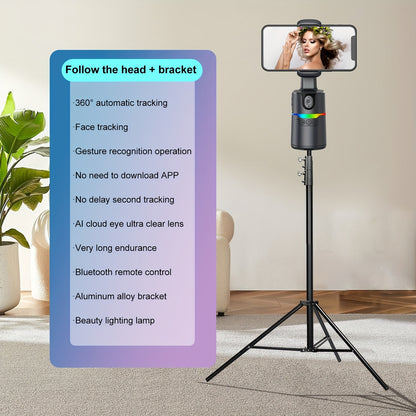Q14 Neuer Gimbal-Selfie-Stick mit automatischer Gesichtserkennung, Fernsteuerung, 4-in-1 Gimbal-Stabilisator, 360°-Drehung, kompatibel mit iPhone/Android - Q12 Schwarz