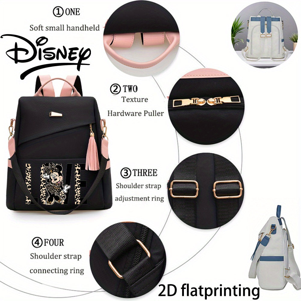 Autorisierter 1 Stück DISNEY Neue Minnie Mouse Modischer Leichter Anti-Diebstahl Rucksack, Damen-Duffelbag, mit Quasten, Verstellbarem Schultergurt