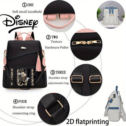 Autorisierter 1 Stück DISNEY Neue Minnie Mouse Modischer Leichter Anti-Diebstahl Rucksack, Damen-Duffelbag, mit Quasten, Verstellbarem Schultergurt