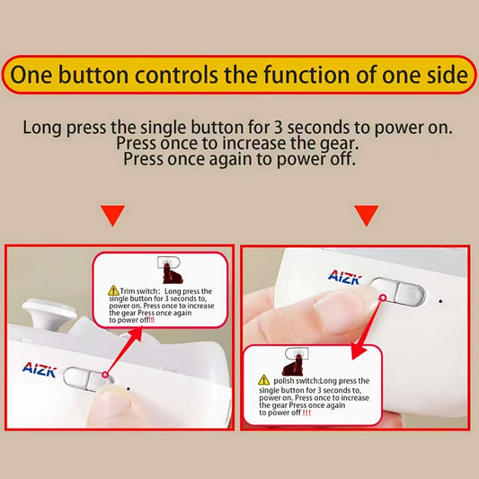 2-in-1 Elektrischer Nagelknipser und Polierer mit LED-Licht, Anti-Quetsch-Sicherheitsfunktion, Polier- und Schleiffunktionen, USB-Aufladung, Multifunktionales Maniküre-Werkzeug