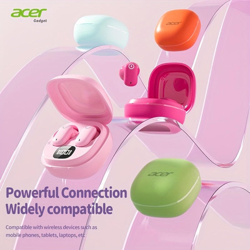 [Acer Offiziell Original] TWS Kabellose Ohrhörer mit Tiefbass-Stereo + Geräuschunterdrückung bei Anrufen, Ultra lange Akkulaufzeit, In-Ear-Design für Sport und Laufen, Mini und kompakt, HIFI-Sound, leichtes Touch-Bedienung