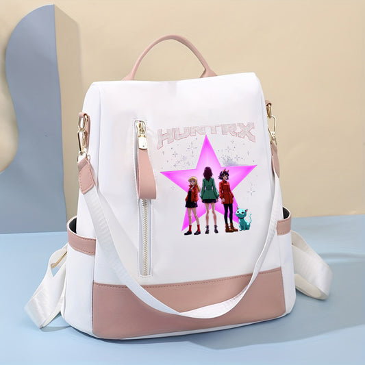 Trendiger K-Pop Damenrucksack | Geräumiges Hauptfach und mehrere funktionale Taschen, Mehrfarben, Reißverschluss, Handwaschbar