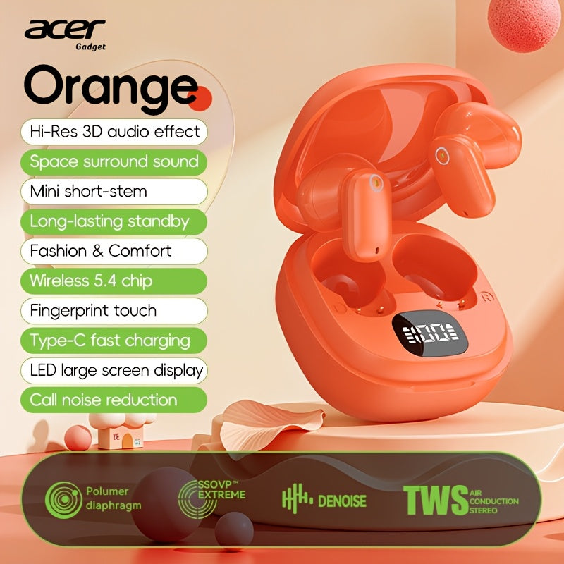 [Acer Offiziell Original] TWS Kabellose Ohrhörer mit Tiefbass-Stereo + Geräuschunterdrückung bei Anrufen, Ultra lange Akkulaufzeit, In-Ear-Design für Sport und Laufen, Mini und kompakt, HIFI-Sound, leichtes Touch-Bedienung