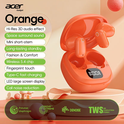 [Acer Offiziell Original] TWS Kabellose Ohrhörer mit Tiefbass-Stereo + Geräuschunterdrückung bei Anrufen, Ultra lange Akkulaufzeit, In-Ear-Design für Sport und Laufen, Mini und kompakt, HIFI-Sound, leichtes Touch-Bedienung