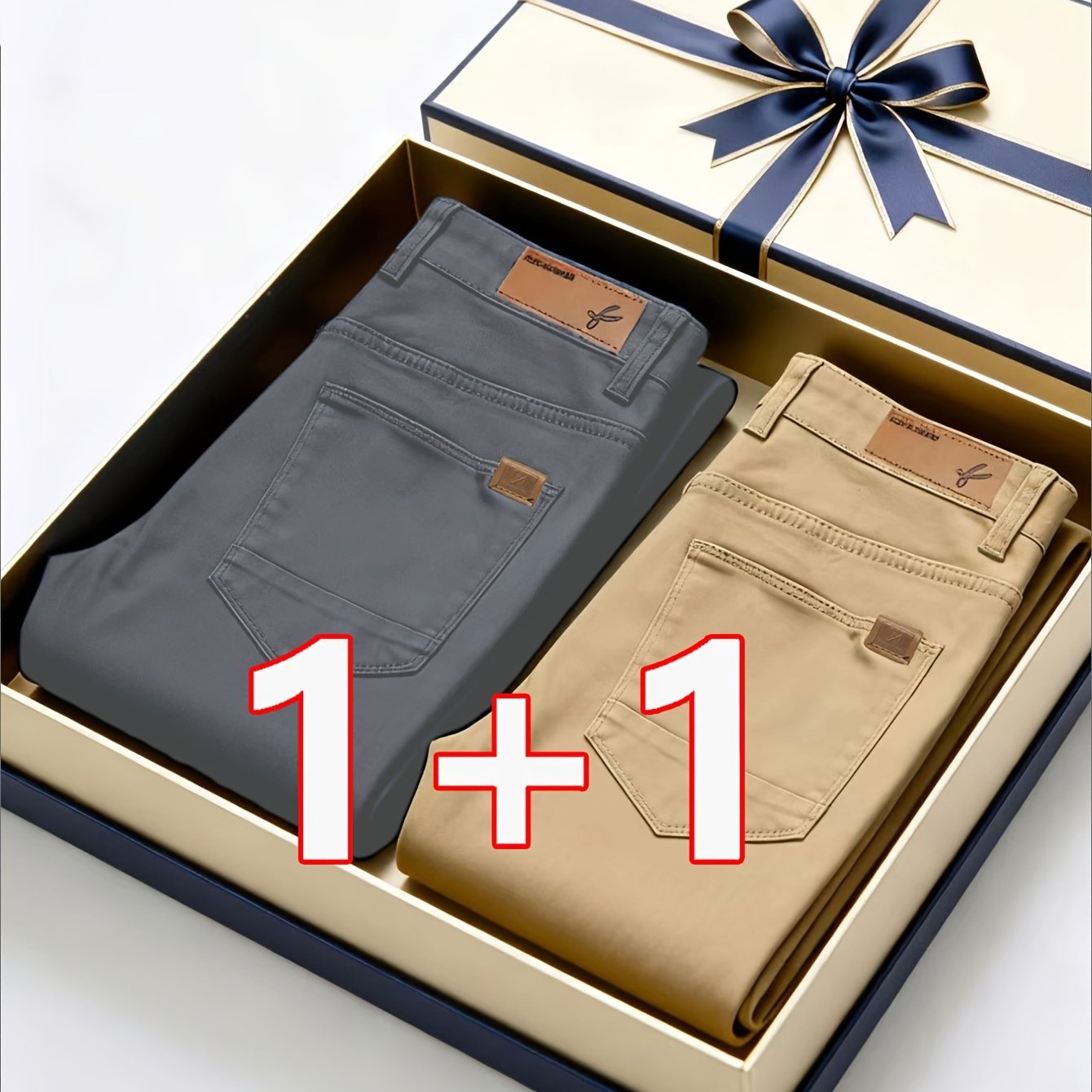 2er-Set Herren Allwetter Stretch-Chinohosen - Uni, Regular Fit, , bequem & langlebig