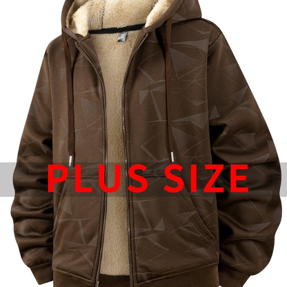 Herren Plus-Size Winterjacke – Dick gefütterter Mantel mit Kapuze und durchgehendem Reißverschluss, (verfügbar in Schwarz,Navy, Braun)