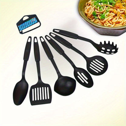 6-teiliges, strapazierfähiges, hitzebeständiges Set mit Kelle, Löffel, Schaumlöffel, Spatel, Schöpflöffel und Spaghettilöffel