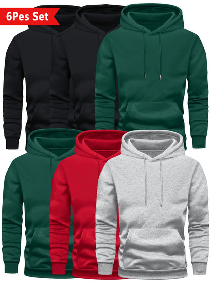 6er-Pack Lässiges Mode-Sportliches Oversized Herren Vielseitiges Trendiges Kapuzen-Sweatshirt, PLUS SIZE