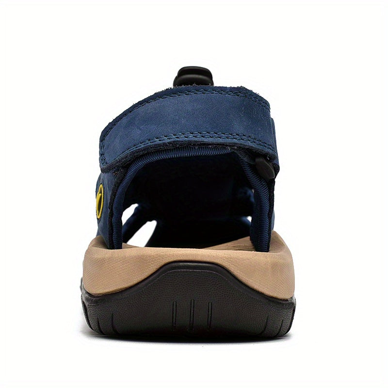 CLOHOO Marke Rindsleder Gummisohle Dicke Sohle Handgefertigte Freizeit Geschlossene Zehen Herren Sandalen